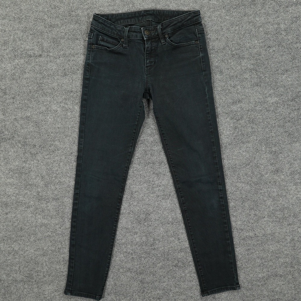 Uniqlo Jeans Womens 24 Black Dark Wash Skinny Fit Mid Rise Stretch Denim